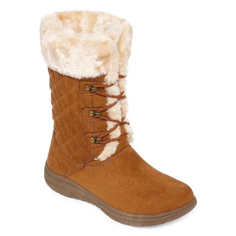 St. John's Bay Women's Cafferty Boots Size 8 M Memory Foam Faux Fur Comfort